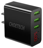 Ładowarki do telefonów - Choetech C0026, wtyczka US, 3x USB-C z cyfrowym wyświetlaczem 15W (czarna) - miniaturka - grafika 1