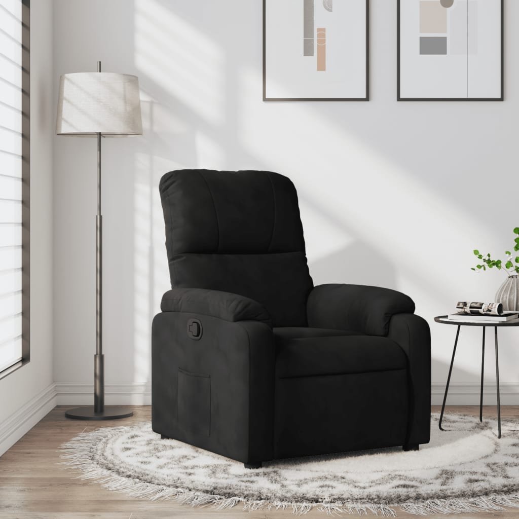 vidaXL vidaXL Rozkładany fotel, czarny, obity mikrofibrą