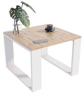 Kwadratowy stolik kawowy do salonu dąb artisan + biały H2-N39 - Ławy i stoliki kawowe Kwadratowy stolik kawowy do salonu dąb artisan + biały H2-N39 - Ławy i stoliki kawowe - miniaturka - grafika 1