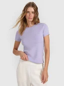 Koszulki i topy damskie - 4F T-shirt z prążkowanej dzianiny z modalem damski - niebieski L - miniaturka - grafika 1