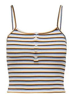 Koszulki i topy damskie - ONLY Women's ONLNESSA S/L Short Button Stripe JRS Top, Cloud Dancer/Stripes:Blue Multi, L, Cloud Dancer/Stripes:blue Multi, L - grafika 1