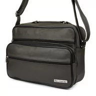 Torby męskie - Brąz DUŻA MĘSKA SKÓRZANA TORBA LISTONOSZKA SKÓRA POLSKA DO SZKOŁY PRACY Beltimore F71 brązowy, beżowy - miniaturka - grafika 1