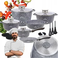 Zestawy garnków i patelni - ZESTAW GARNKÓW MARMUROWYCH PATELNIA GARNKI MARMURKOWE KOMPLET INDUKCJA/GAZ - miniaturka - grafika 1