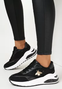 Czarne Sneakersy Brokatowe na Grubej Podeszwie Naono - Sneakersy damskie - miniaturka - grafika 1