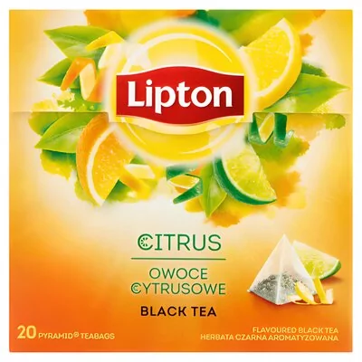 Lipton Herbata czarna z kawałkami cytrusów 20 torebek