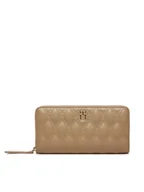 Portfele - Tommy Hilfiger Duży Portfel Damski AW0AW16578 Beżowy - miniaturka - grafika 1