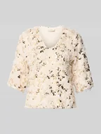 Koszulki i topy damskie - T-shirt z piórkami i cekinami model ‘NOLLA’ - miniaturka - grafika 1