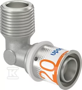 Uponor S-Press PLUS kolano z gwintem zewn. 20-R1/2"MT - Łączniki, trójniki, kształtki - miniaturka - grafika 1