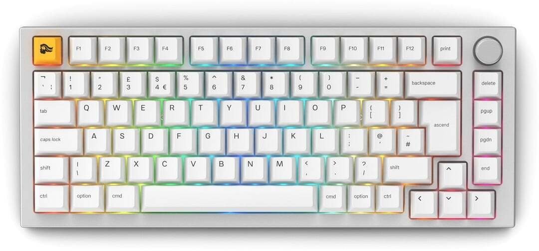 Glorious GMMK Pro mechaniczna 75% biała GLO-GMMK-P75-FOX-ISO-W-UK