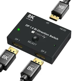 Techly IDATA-DP-2DP-8KT przełącznik wideo DisplayPort - Inne akcesoria audio-wideo - miniaturka - grafika 1