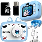 Aparaty Cyfrowe - ZeeTech Aparat Cyfrowy Fotograficzny Dla Dzieci Kamera Zabawka Gry Kotek niebieski 40Mpx + Karta 32Gb - miniaturka - grafika 1