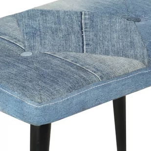 Fotel bujany z podnóżkiem, niebieski, jeansowy patchwork Lumarko - Fotele - miniaturka - grafika 3