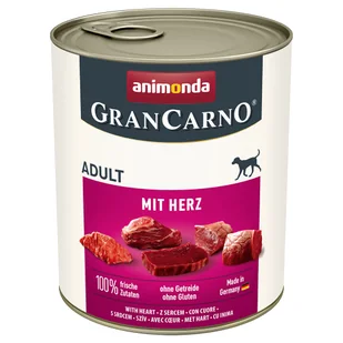16 + 2 gratis! animonda GranCarno Original, 18 x 800 g - Adult, Serca - Mokra karma dla psów - miniaturka - grafika 1