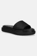 Klapki i japonki damskie - Calvin Klein klapki FLATFORM SLIDE - JACQ damskie kolor czarny na platformie HW0HW02461 - miniaturka - grafika 1