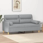 Sofy i kanapy - vidaXL 2-osobowa sofa z poduszkami, jasnoszara, 140 cm, tkanina - miniaturka - grafika 1
