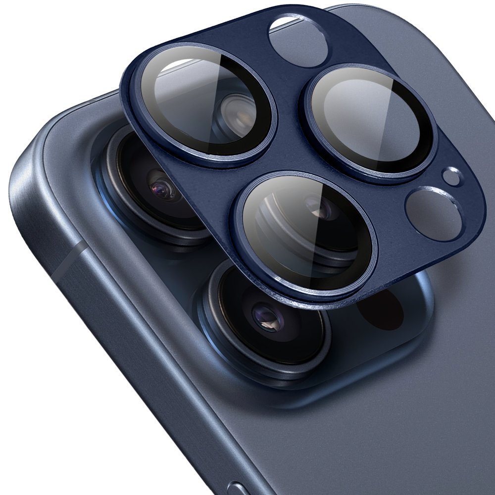 Metalowa osłona na cały aparat do iPhone 15 Pro Max, tytan błękitny