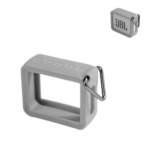 INF Silikonowe etui ochronne z metalowym karabińczykiem do JBL GO2 Szary - Etui i futerały do telefonów - miniaturka - grafika 1