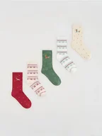 Moda i Uroda OUTLET - Reserved - Skarpetki ze świątecznym motywem 5 pack - czerwony - miniaturka - grafika 1