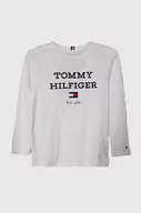 Bluzki dla chłopców - Tommy Hilfiger longsleeve bawełniany dziecięcy kolor biały z nadrukiem - miniaturka - grafika 1