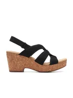 Sandały damskie - Clarks Skórzane sandały "Giselle Beach" w kolorze czarnym na obcasie - miniaturka - grafika 1