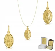 Biżuteria dla dzieci - Złoty łańcuszek pr. 585 Cudowny Medalik Komunia Chrzest 50 cm AZ1MZ7 - miniaturka - grafika 1