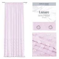 Firany - Firana LUNARE kolor różowy haftowany motyw boho taśma taśma woal 140x270 ameliahome - SCURT/AH/LUNARE/PLEAT/PINK/140X270 - miniaturka - grafika 1