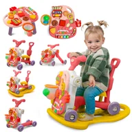 Chodziki - ROWER PCHACZ KONIK BUJANY HULAJNOGA JEŹDZIK STOLIK EDUKACYJNY 5W1 RÓŻOWY - miniaturka - grafika 1