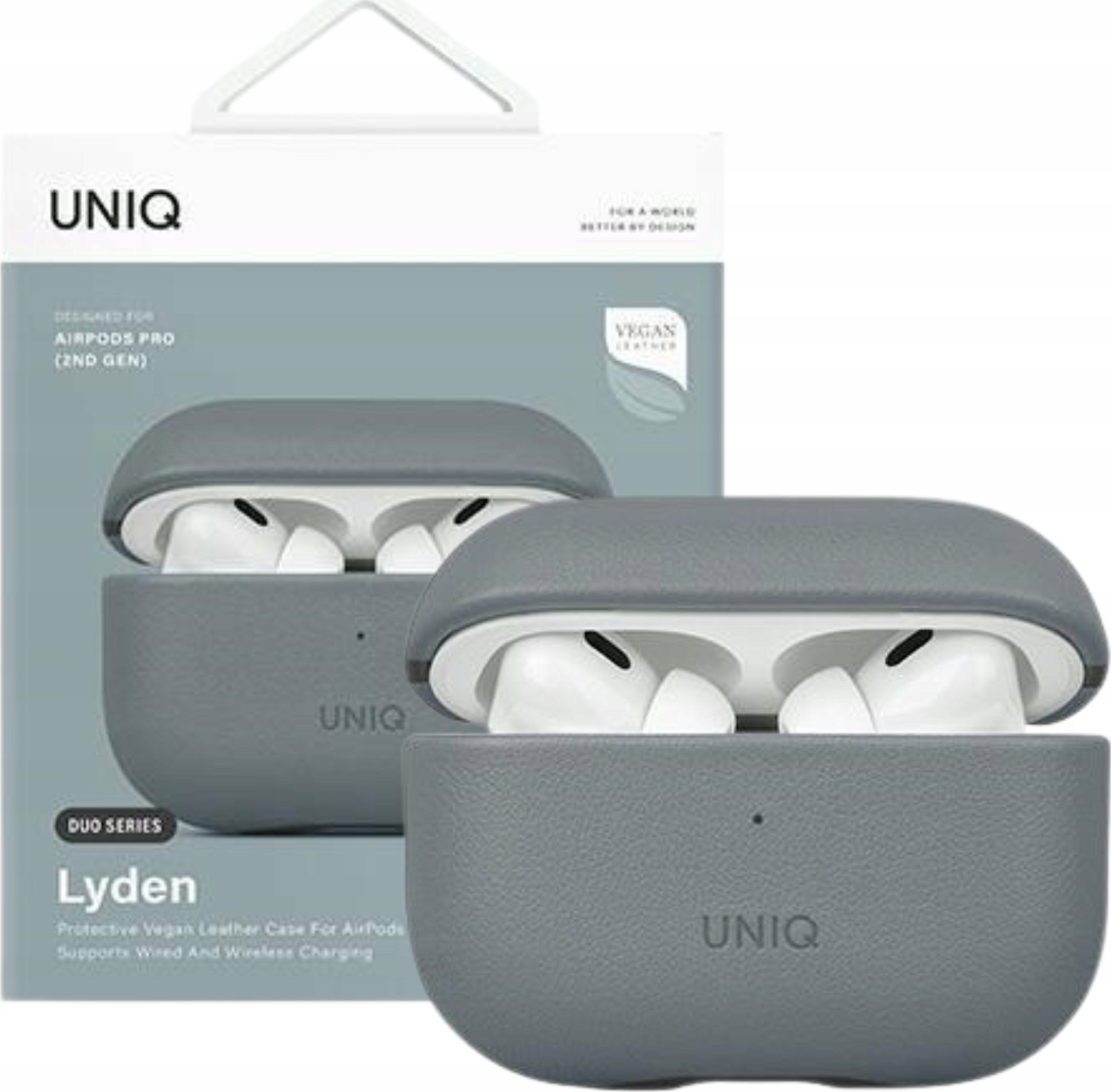 UNIQ Lyden DS - ze sztucznej skóry do AirPods Pro 2 niebieskie/czarne