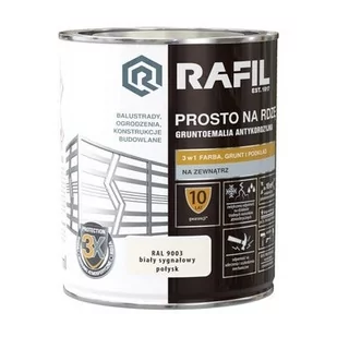 Farba na rdzę Rafil biały sygnałowy RAL9003 połysk 0,75l - Farby do metalu - miniaturka - grafika 1