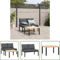 Sofy ogrodowe - The Living Store 2-częściowa sofa ogrodowa z poduszkami czarna aluminium - miniaturka - grafika 1