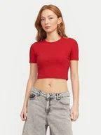 Koszulki i topy damskie - JJXX T-Shirt Florie 12217164 Czerwony Slim Fit - miniaturka - grafika 1