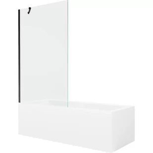 Mexen Cubik wanna prostokątna 160 x 70 cm z obudową i parawanem 1-skrzydłowym 100 cm, transparent, czarny - Wanny - miniaturka - grafika 1