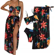 Stroje kąpielowe - STRÓJ KĄPIELOWY DWUCZĘŚCIOWY PAREO BIKINI WYSOKI STAN MODELUJĄCY DAMSKI S - miniaturka - grafika 1