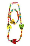 Zabawki kreatywne - Korale i Bransoletka drewniane Motylki - biżuteria - miniaturka - grafika 1