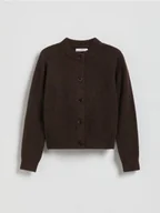 Swetry dla dziewczynek - Reserved - Kardigan z domieszką wełny - brązowy - miniaturka - grafika 1