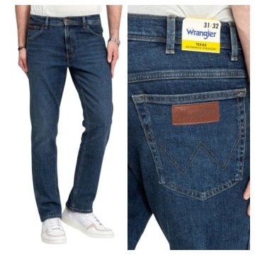 Spodnie Męskie Wrangler Texas Jeansowe Regular Fit Niebieskie W34 L30
