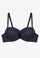 Biustonosze - Granatowy Biustonosz o Fasonie Push Up Zdobiony Koronką Morgis - Born2be - miniaturka - grafika 1