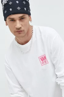 Koszulki męskie - Vans longsleeve bawełniany kolor biały z nadrukiem - grafika 1