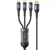 Kable USB - USAMS 3w1 66W 1,2m  lightning/microUSB/USB-C 1,2m (czarny) - miniaturka - grafika 1