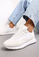 Sneakersy damskie - Białe Sneakersy Zdobione Wstawkami z Imitacji Skóry Fayela - miniaturka - grafika 1