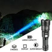 Inne - TEMU LED Tactical Flashlight - Lampa błyskowa o wysokiej intensywności z możliwością zoomowania, z 800mAh akumulatorem, ładowaniem USB, regulowanym - miniaturka - grafika 1