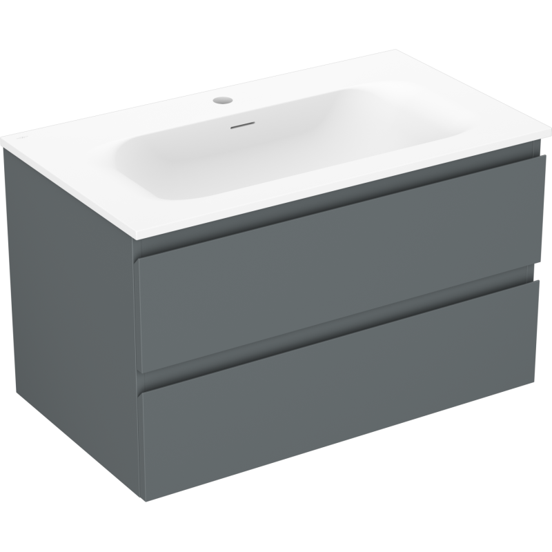Mexen Orio szafka łazienkowa 80 cm z umywalką Vela, 2 szuflady, grafit mat/biała mat - 91A10-08047-2-BFF66-W23M01