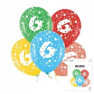 Balony i akcesoria - ZESTAW KOLOROWYCH BALONÓW Z CYFRĄ 6 NA IMPREZE URODZINOWĄ PRZYJĘCIE - miniaturka - grafika 1