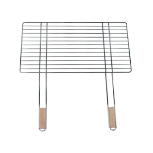 Ruszt grillowy 58 cm x 30 cm ze stali chromowanej z drewnianą rączką Floraland - Ruszty - miniaturka - grafika 1