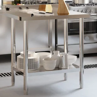 Kuchenny stół roboczy z rantem, 82,5x55x93 cm, stal nierdzewna - Wózki na żywność - miniaturka - grafika 1