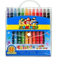 Przybory szkolne - Titanum Kredki świecowe Flamingo Twist-it 12 kolorów - miniaturka - grafika 1