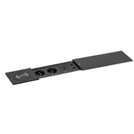 Gniazdka elektryczne - Puszka gniazdowa TYP V - pokrywa przesuwana, 2x gniazdo, porty ładowania USB A+C, 2x port RJ45, 1x ładowarka bezprzewodowa, czarna - miniaturka - grafika 1