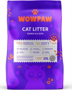 ŻWIREK DLA KOTA BENTONITOWY LAWENDOWY 25L ZBRYLAJĄCY NATURALNY BEZPYŁOWY - Żwirek dla kotów - miniaturka - grafika 1