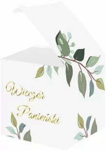 Pudełeczka dla gości na wieczór panieński z zielonymi listkami białe - 6 szt. - Wieczór panieński i kawalerski - miniaturka - grafika 1