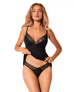 Komplet Bella Rou top + figi Czarny (Rozmiar XL/XXL) - Piżamy damskie - miniaturka - grafika 1